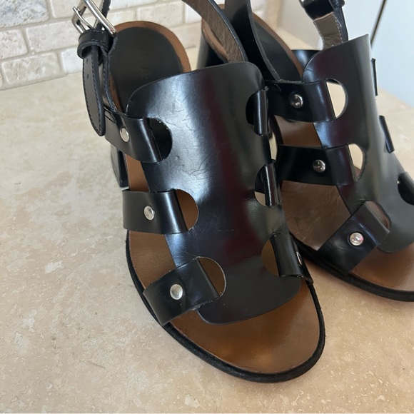 $895~MARNI~Black Leather Slingback Block Heel Gladiator Open Toe Sandals~36/6 - Picture 3 of 11
